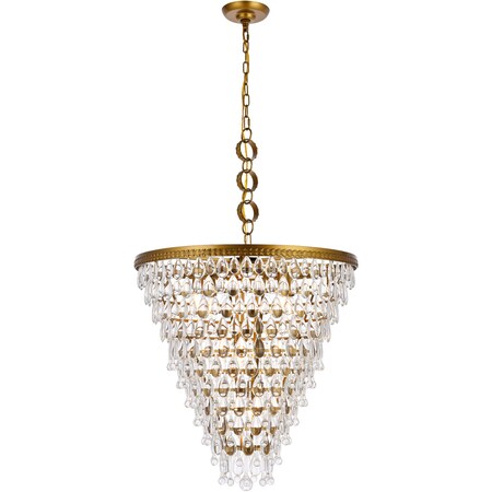 Elegant Lighting Nordic 7 Lights Brass Chandelier 1219D24BR/RC